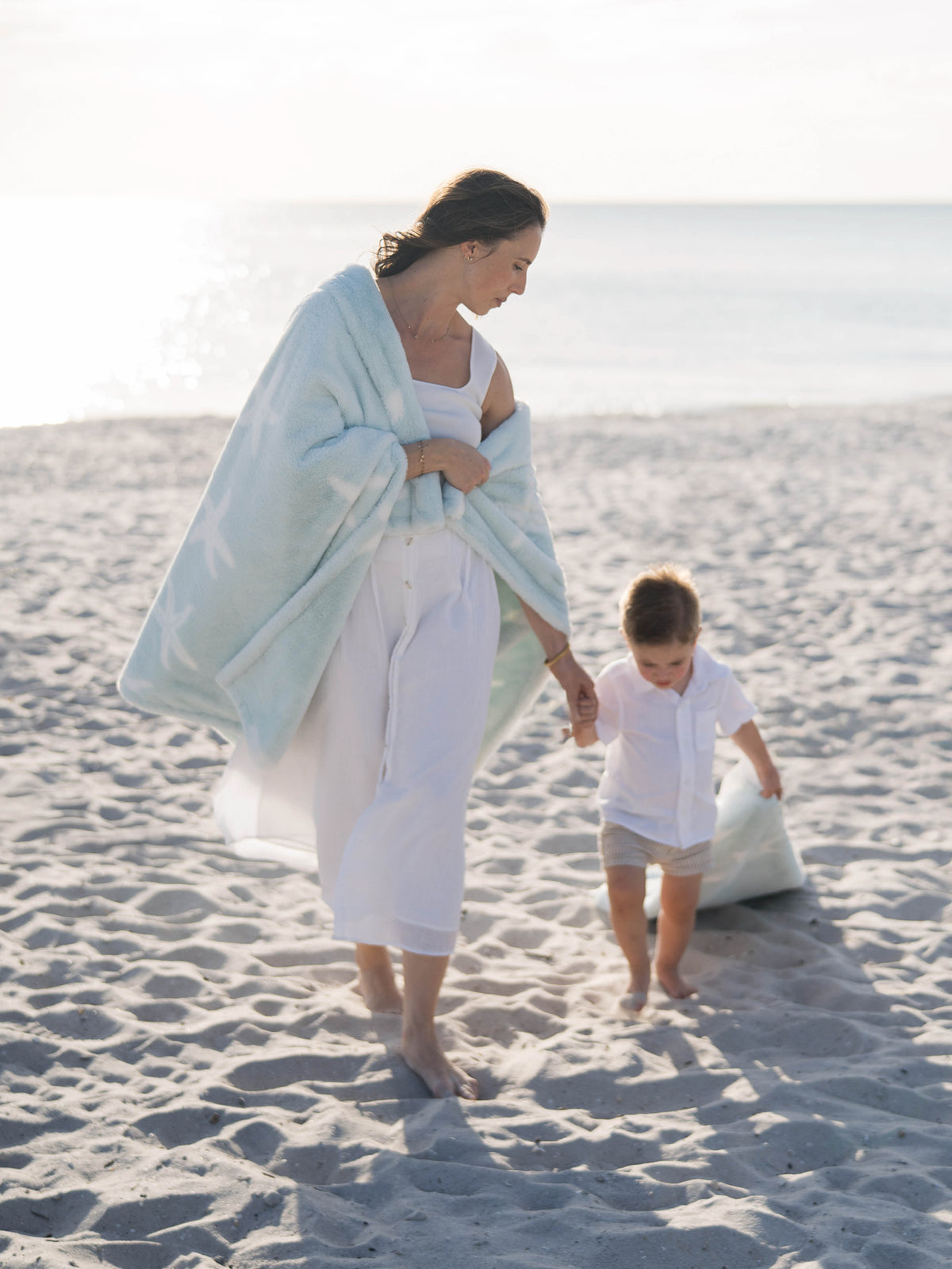 Luxe Coastal Calm Stroller Blanket and Throw Set