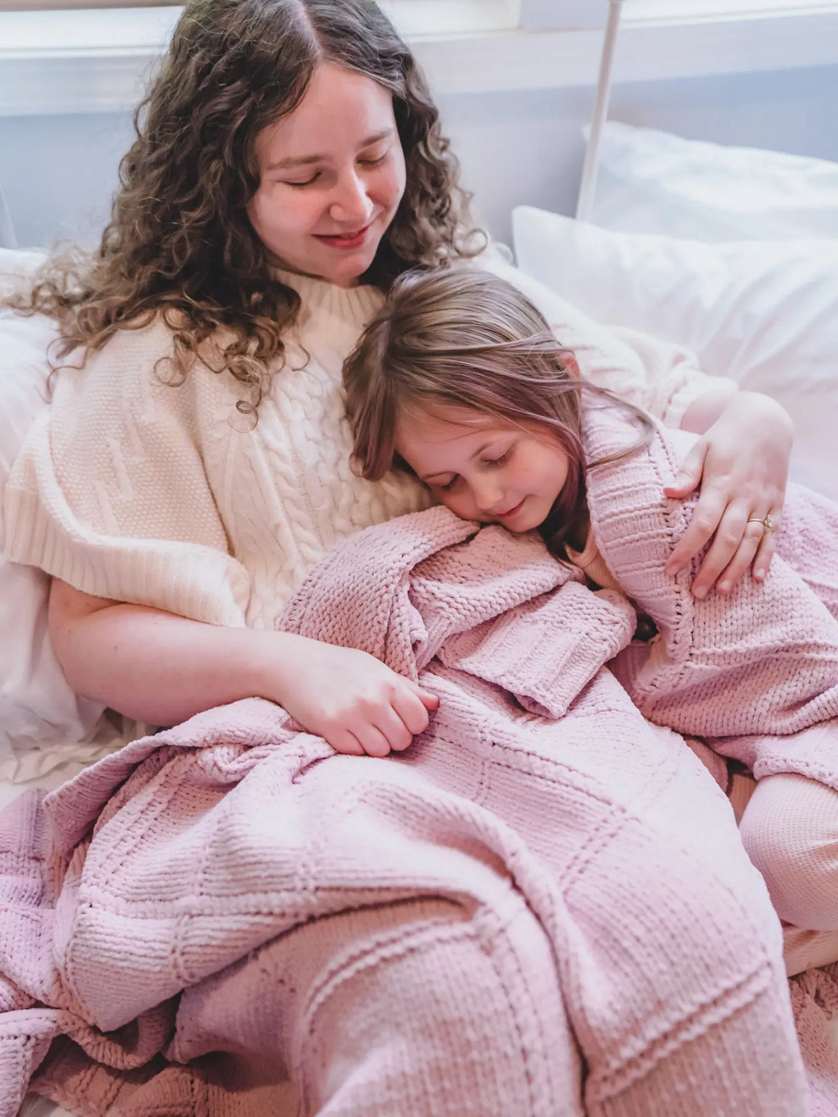 Pointelle Alsca Knit Stroller Blanket and Throw Set