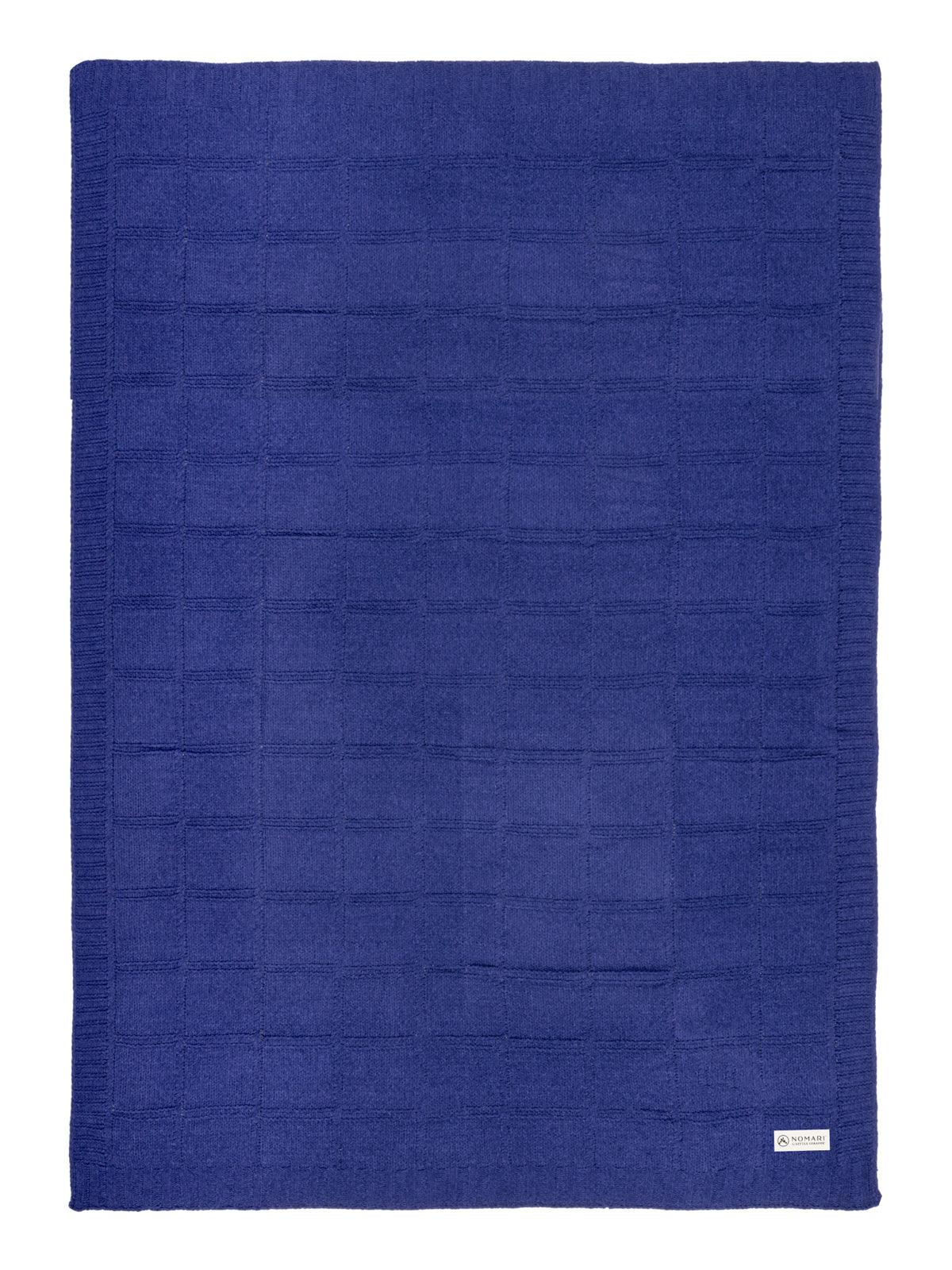 Blue knit x-large throw blanket on a white background