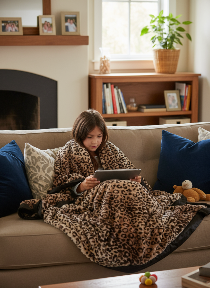 Luxe™ Leopard Blanket for Big Kids (49" x 59")