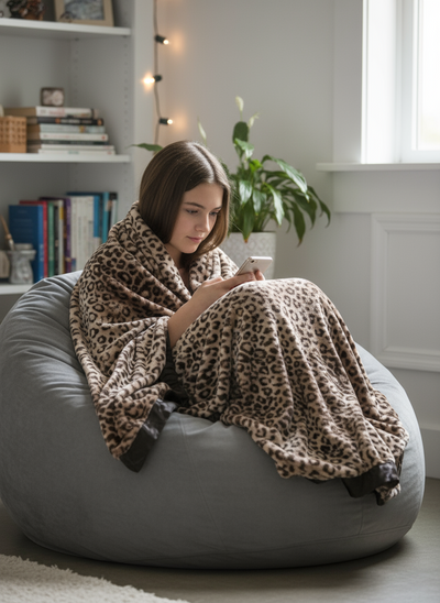 Luxe Comfort Soft Leopard Throw for Tweens, Teens & Young Adults (45" x 59")